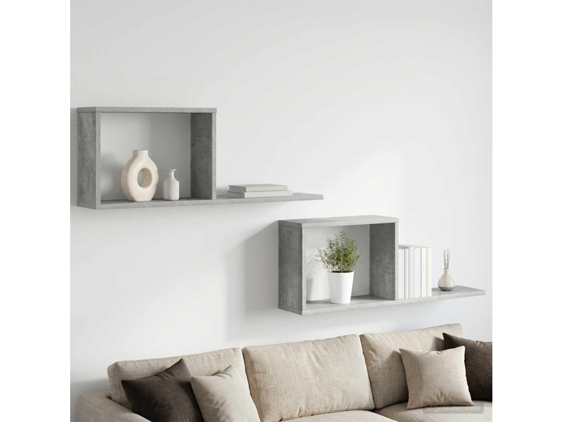 Vidaxl Prateleiras Flutuantes 2 Unid. Cinzento Cimento 80 X 15 X 30 Cm