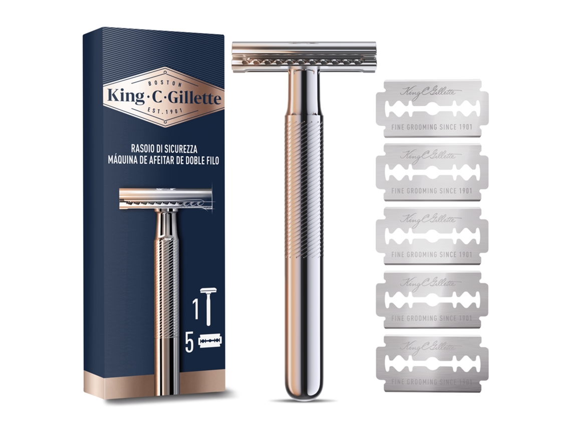 Máquina de Barbear King C. Duplo Gume e 5 Recargas GILLETTE emb. 1 un
