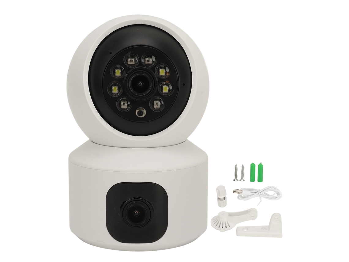 Câmera de segurança de lente dupla 1080p com Wi-Fi inteligente, visão noturna, comunicação bidirecional, detecção de movimento, foco automático, câmera de segurança interna LAXISCREED