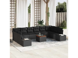 Vidaxl Conjunto De Sofá De Jardim 11 Unid. Preto Vime Pe
