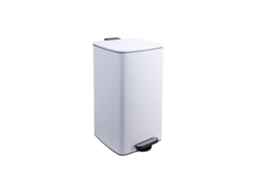 Relaxdays Contentor Para Cozinha, 30 L, Fecho Suave, Balde Interior Removível, Metal Fosco, Pedal Retangular, Branco
