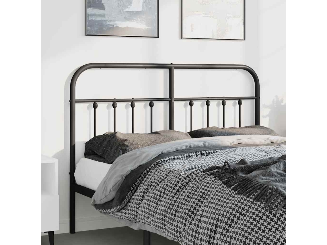 Vidaxl Cabeceira De Substituição 150 Cm Metal Preto