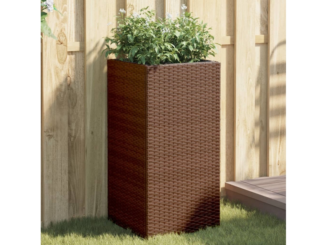 Vidaxl Vaso/floreira De Jardim 40x40x80 Cm Vime Pe Castanho