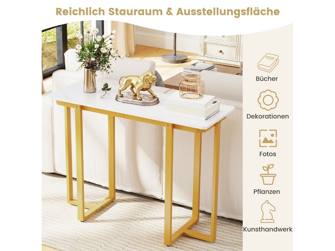 Mesa de Console Estreita com Tampo de Mármore Falso, 107 X 40 Cm NORTHIX
