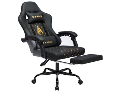 Cadeira para Jogos SYMINO Fz Estilo Corrida Ergonômica com Apoio para Os Pés Encosto e Apoios de Braços Ajustáveis Preta