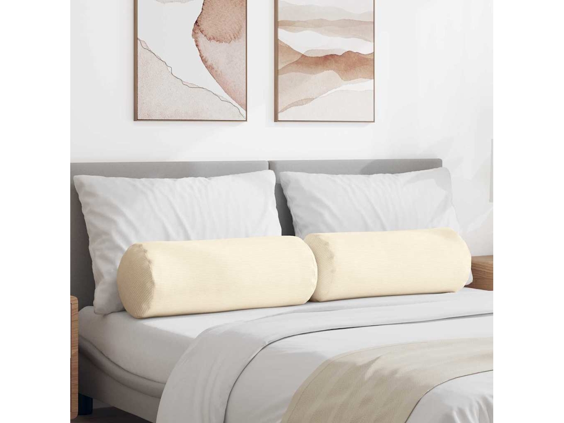 Vidaxl Almofadas De Apoio 2 Pcs Creme Ø 25 X 70 Cm