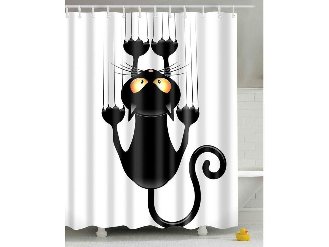 Cortina de Chuveiro Gato com Ganchos 150x180 S/MARCA