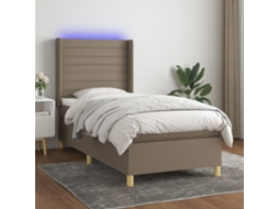 Cama Box Spring Colchão/led 100x200cm Tecido Cinza-acastanhado