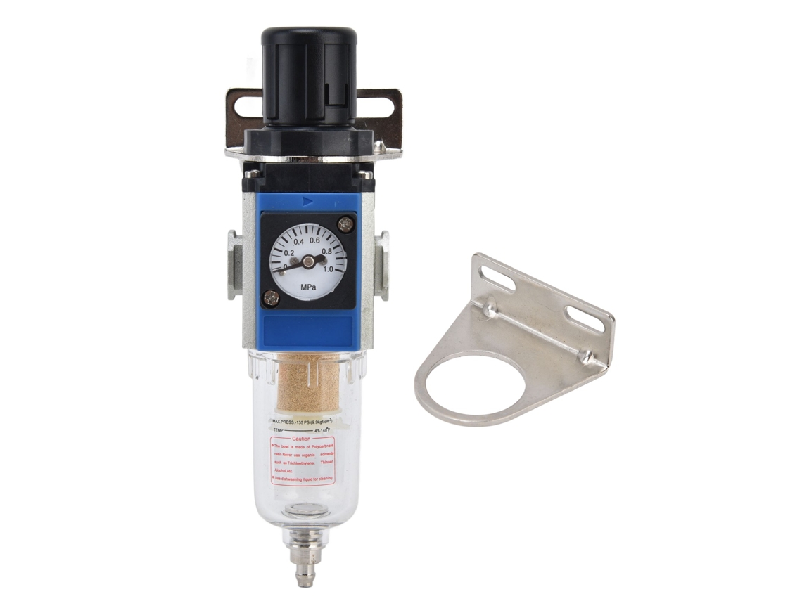 Filtro Regulador De Pressão Para Compressor De Ar Com Manômetro, Gfr200‑06 Pt1/8, Capacidade 10cc