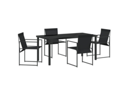 Conjunto 5 De Jantar De Jardim Vidaxl Preto Textilene E Aço