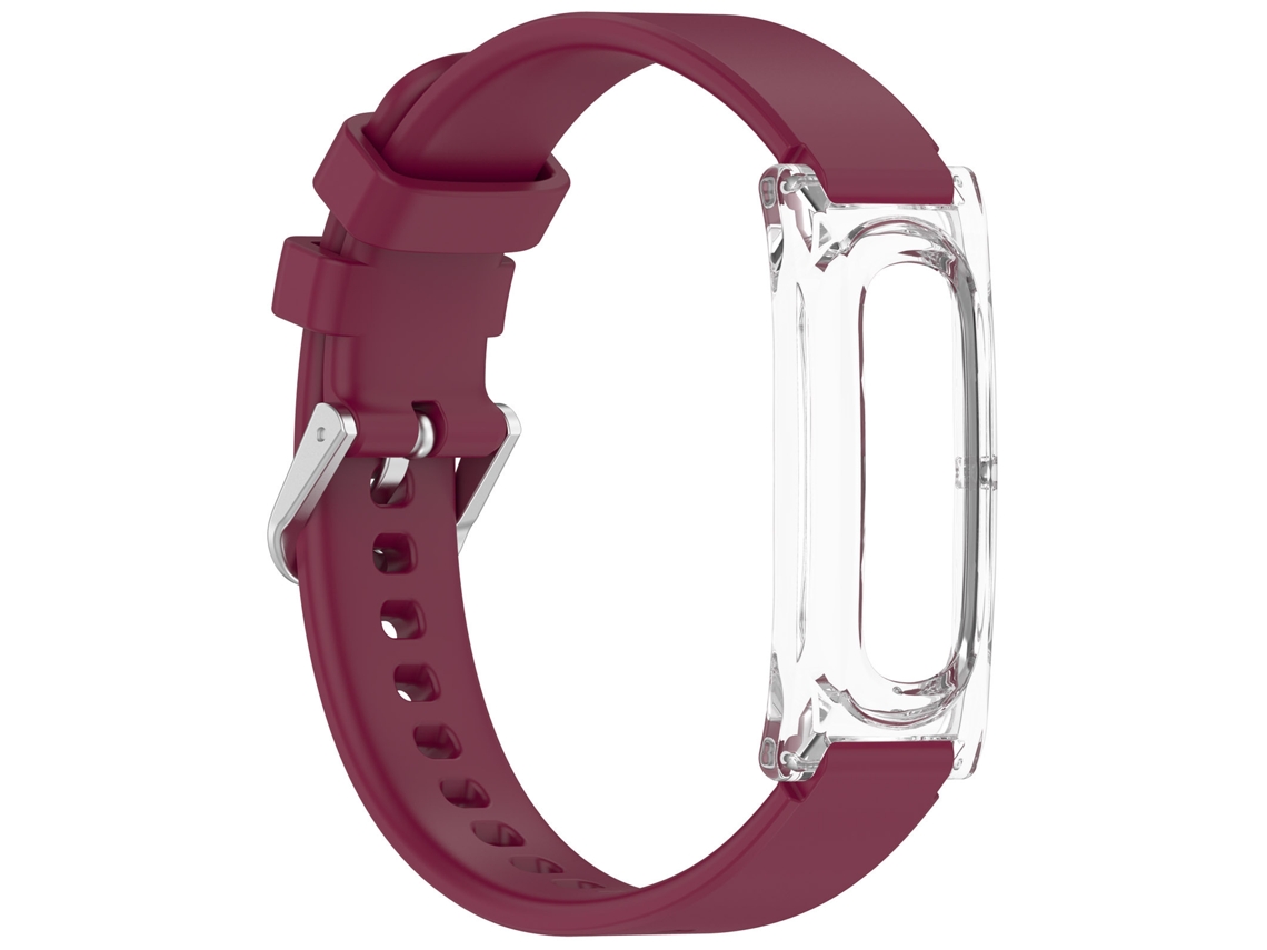 Pulseira Para Google Fitbit Air, Silicone Dividida（Vermelho Escuro）czhmart