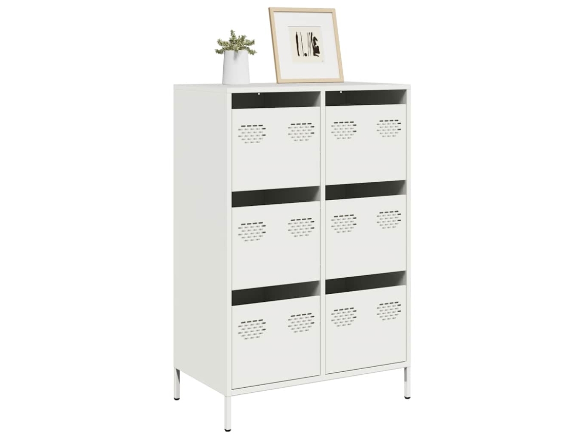 Vidaxl Móvel Alto 68x39x101,5 Cm Aço Branco