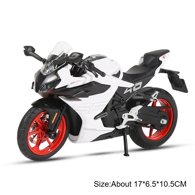 (450sr Branco) 1:12 Cfmoto Motocicleta Modelo De Brinquedo - Amortecedor De Direção Da Roda Dianteira
