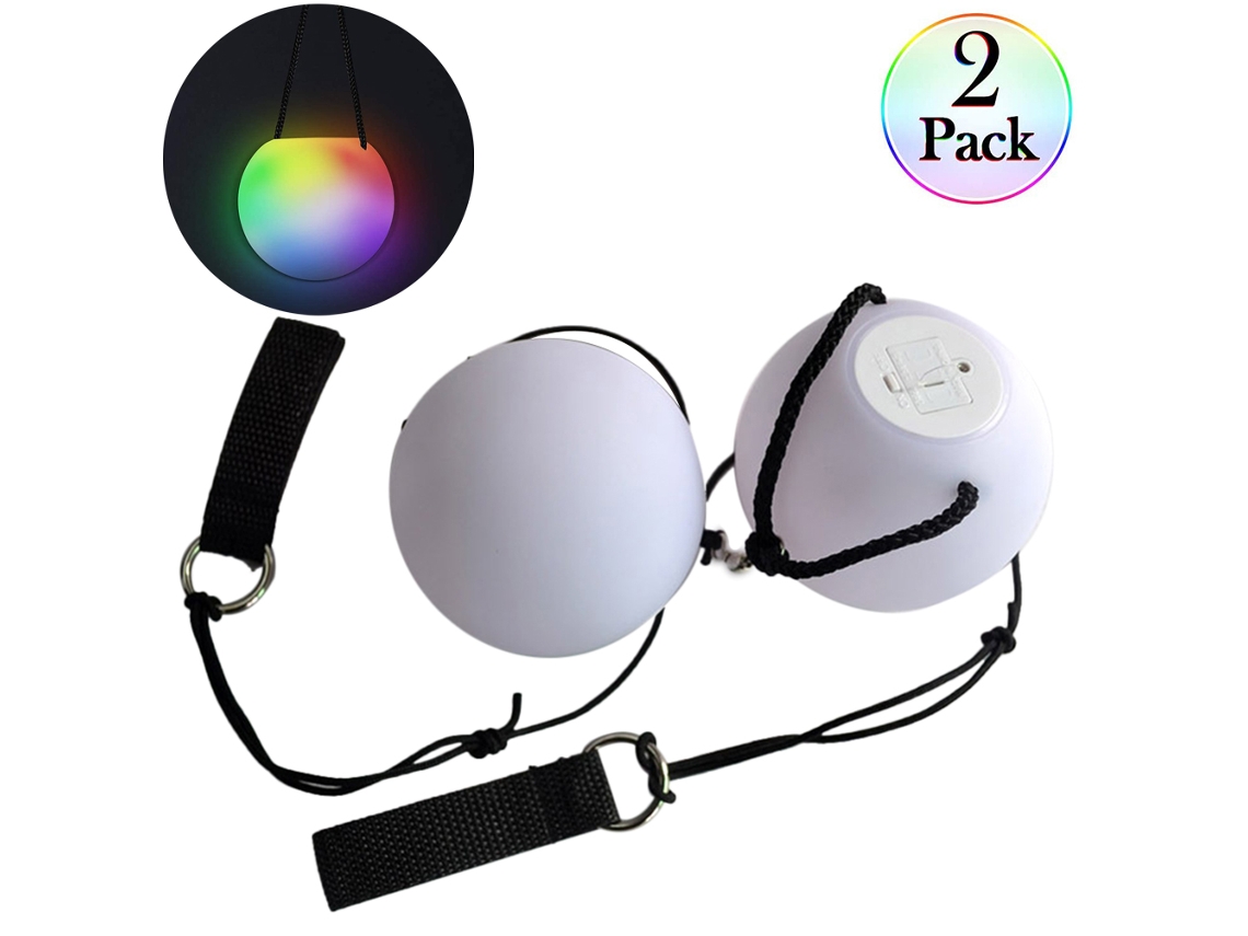 2 Unidades Bolas Poi Led 9 Modos 7 Cores Luzes Bola Poi