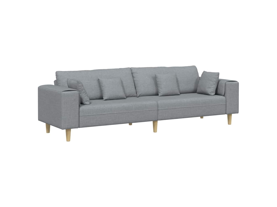 Sofá com Almofada Cinzento Claro 250x77x76 Cm Tecido MAISON EXCLUSIVE