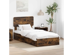 Vidaxl Cama com Armazenamento Carvalho Defumado 100 X 200 Cm