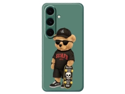 Capa Tkdaddy Para Samsung Galaxy S25 Com Estampa De Urso, Borda Reta, Tpu, Capa Traseira, Verde