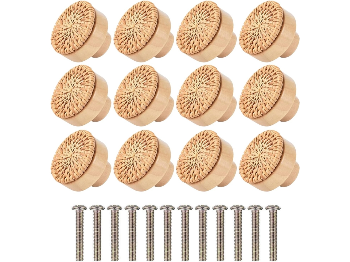 Conjunto De 12 Puxadores Madeira Para Móveis, Puxadores Decorativos Para Gavetas, Puxadores De Fácil Instalação