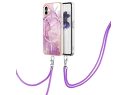 Capa Para Celular For Nothing Phone 1 Em Tpu Com Estampa De Mármore Eletroplaqueado E Cordão.