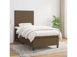 Cama De Solteiro | Camas Para Quarto | Cama Com Molas/colchão 100x200 Cm Tecido Castanho-escuro