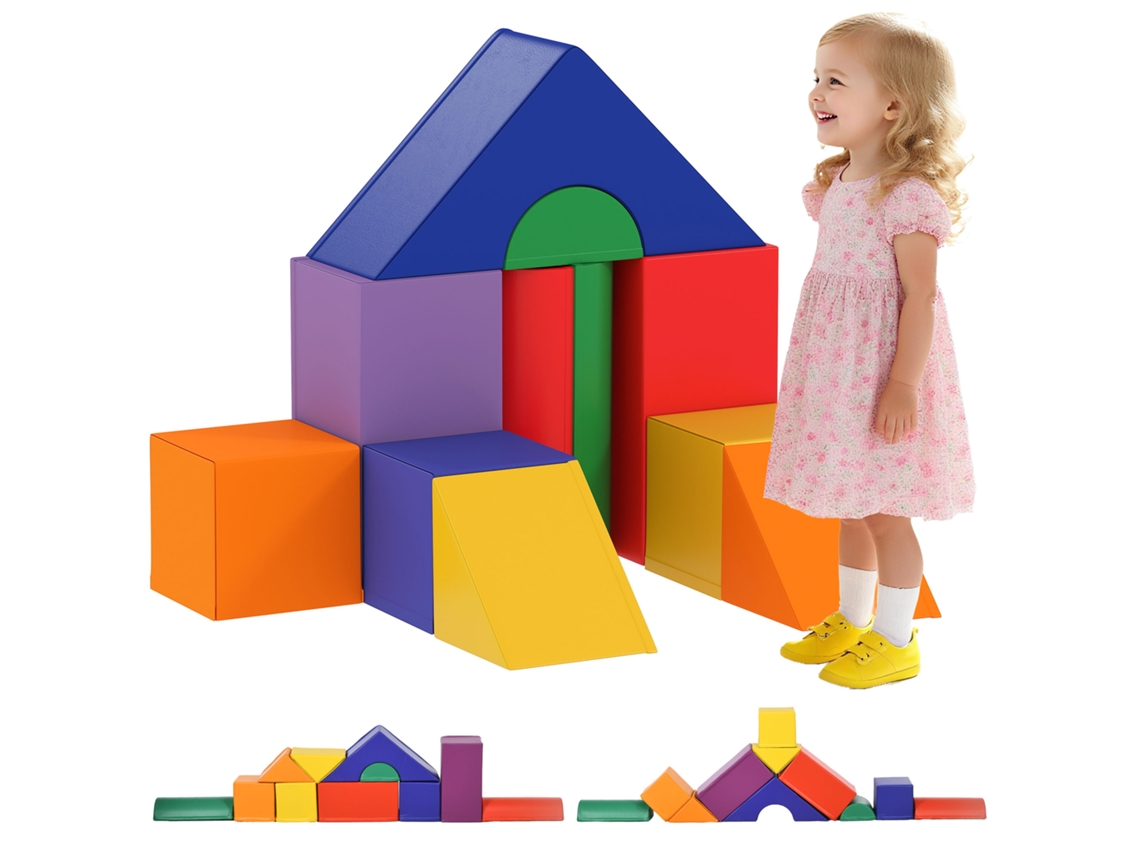 Conjunto de 11 Blocos de Espuma para Crianças Brinquedo de Aprendizagem para Crianças 1 3 Anos 50x50x25 Cm Multicor pt
