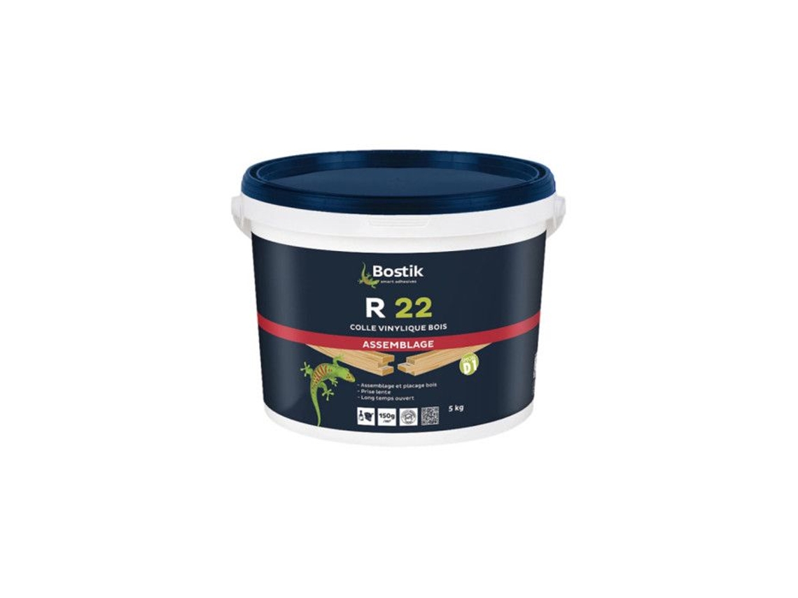 Cola para Madeira R22 Special D1 Configuração Lenta Uso Interno Excelente Resistência Ao Rasgo Branco Balde de 5 kg BOSTIK