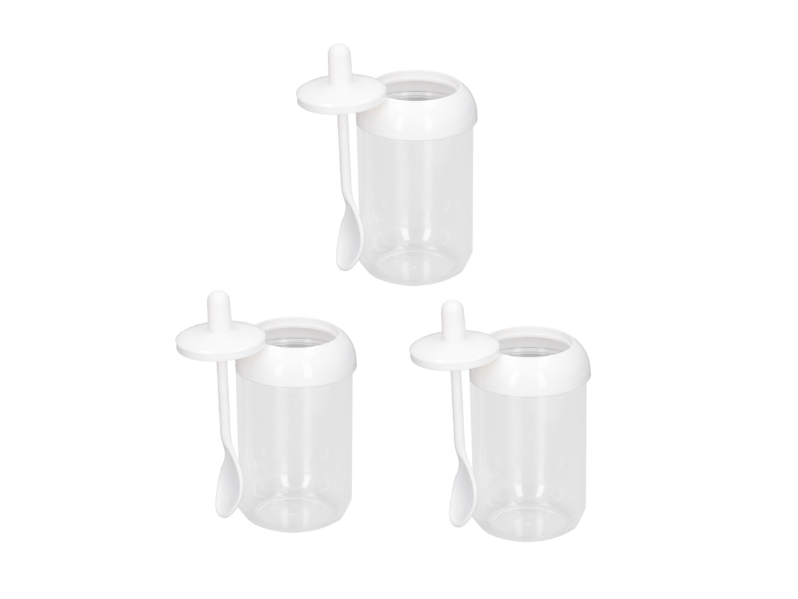 Nova Line 3pcs Caixa de Tempero com Colher Garrafa de Condimento Transparente Selada para Cozinha