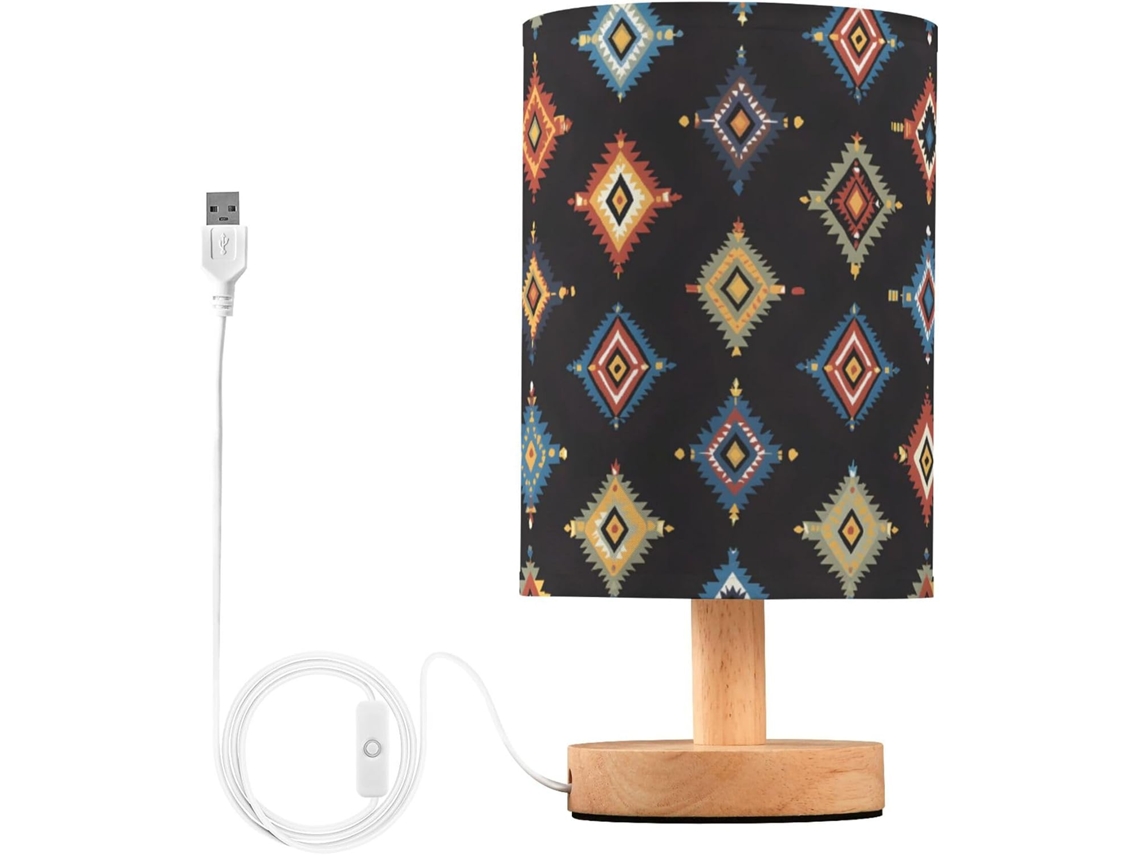 Cabeceira colorida Abajur em estilo rústico para quarto pequeno, mesa de LED com portas USB e cúpula Ticio para sala de estar.