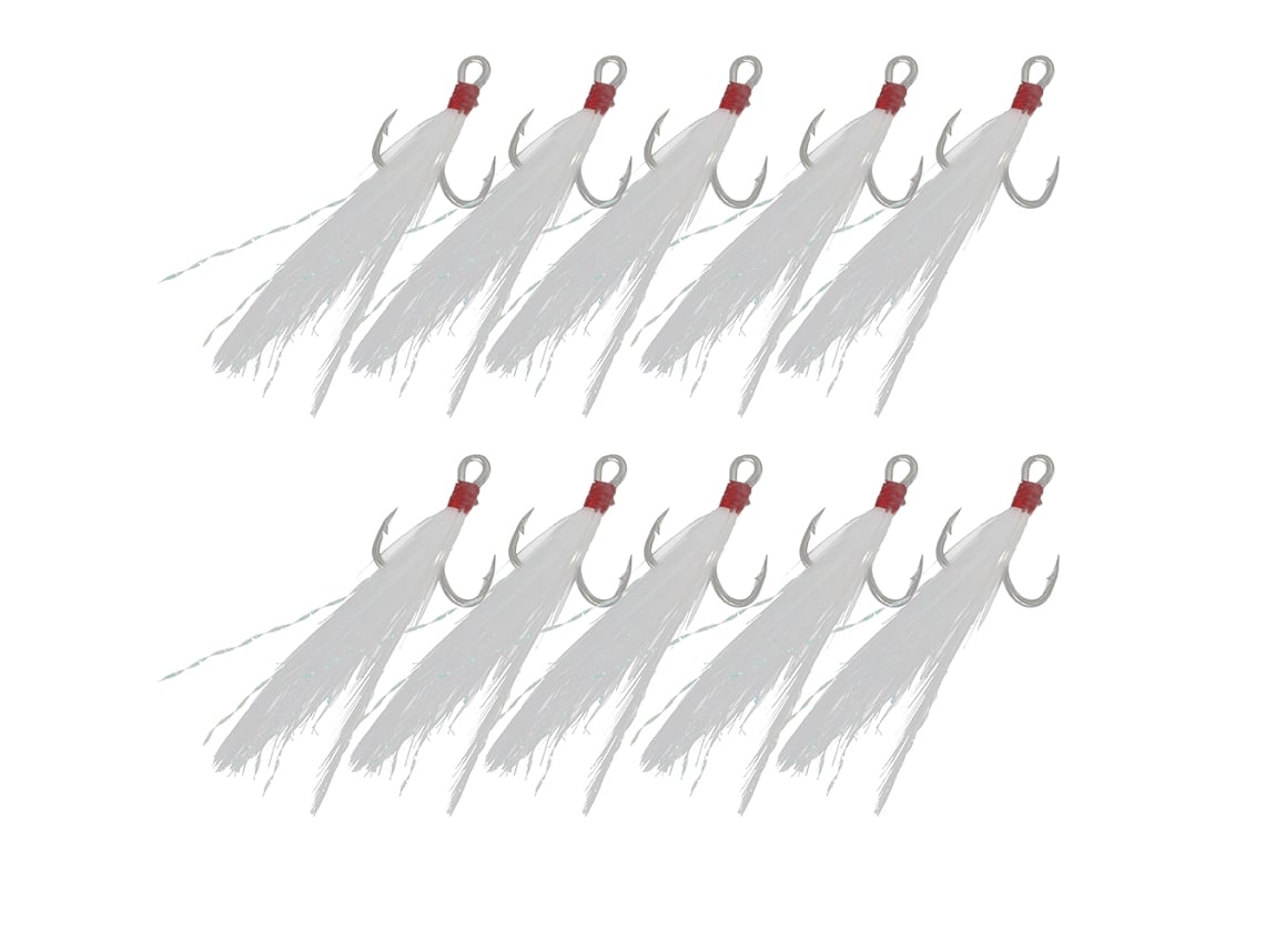 Anzol de Pesca Artificial com Penas 6 10pcs