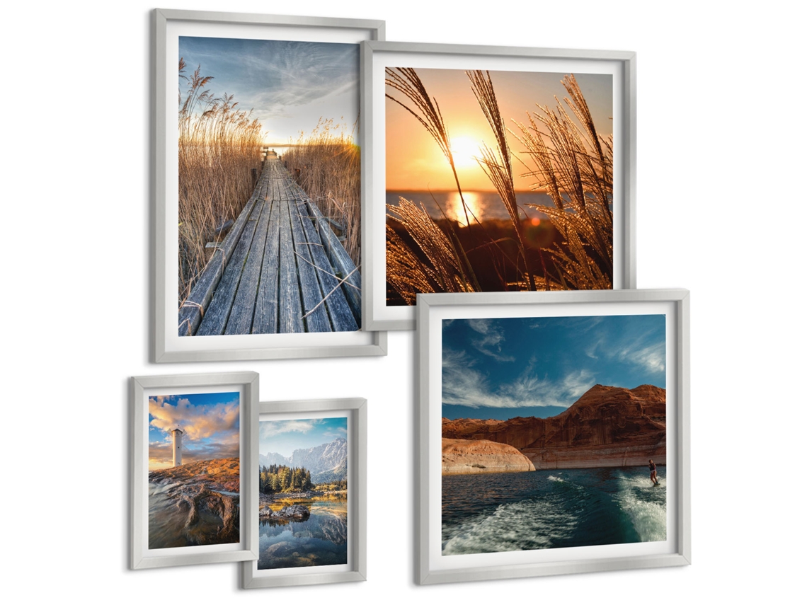 Conjunto De Pinturas Paisagens Água Vegetação Trilha Espelharte (5 Peças)