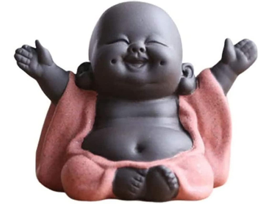 Rebe buda Maitreya Rindo, Estátua de Cerâmica, Escultura Decorativa de Chá, Buda da Sorte Mini, Decoração de Casa e Jardim