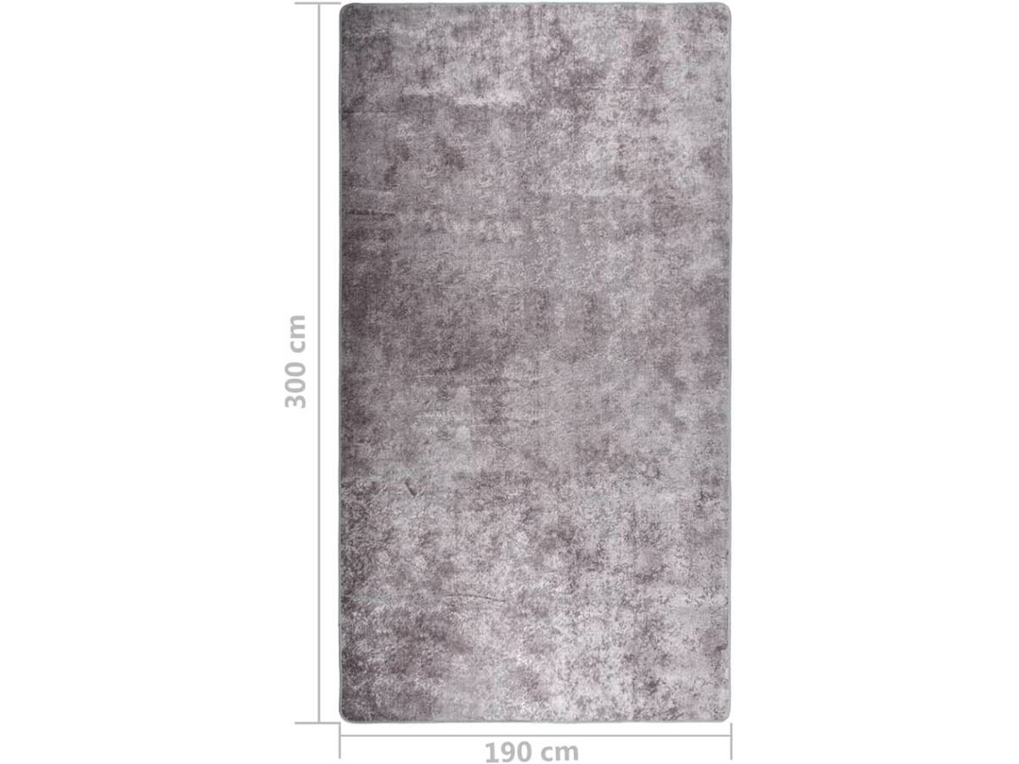 vidaXL Tapete lavável antiderrapante 190x300 cm cinzento
