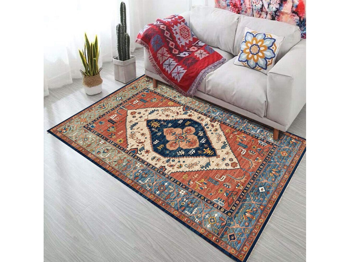 Tapete Ehstmind Persa Boêmio Antiderrapante Quarto Estudo Retângulo Étnico Boho Marroquino Multicor (100x50x50cm)