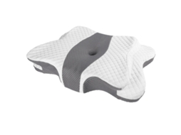Travesseiro De Pescoço Em Espuma De Memória, Design Ergonômico, Capa Respirável, Cinza Claro, Como Mostrado