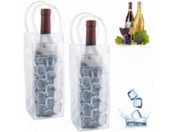 2 Bolsas Refrigerantes de Vinho de Gel Plástico Rápido para Exterior e Piquenique Cor Branca