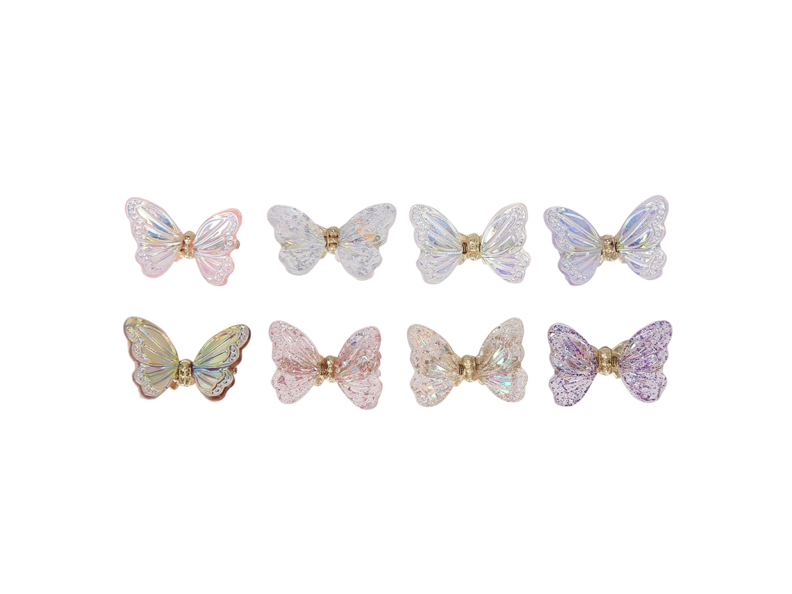 8pcs Adesivos De Unha Borboleta Com Zircão Acessórios Delicados Para Decoração Diy De Unhas