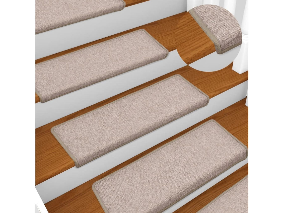 Vidaxl Tapetes De Escada 15 Peças 65x21x4 Cm Cinza-claro Com Borda Retangular