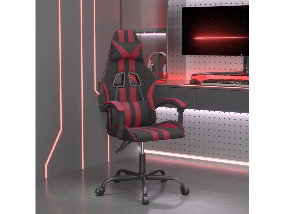 Vidaxl Cadeira Gaming Giratória Couro Artificial Preto/vermelho Tinto