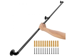 Corrimão De Parede Industrial 212 Cm Preto Em Aço Carbono Tekmaquinas