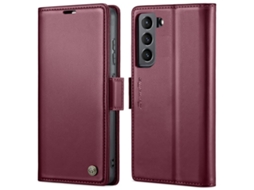 Capa Para Samsung Galaxy S22 5g Borboleta Fivela Litchi Textur De Telefone De Couro Rfid Antirroubo Vinho Tinto
