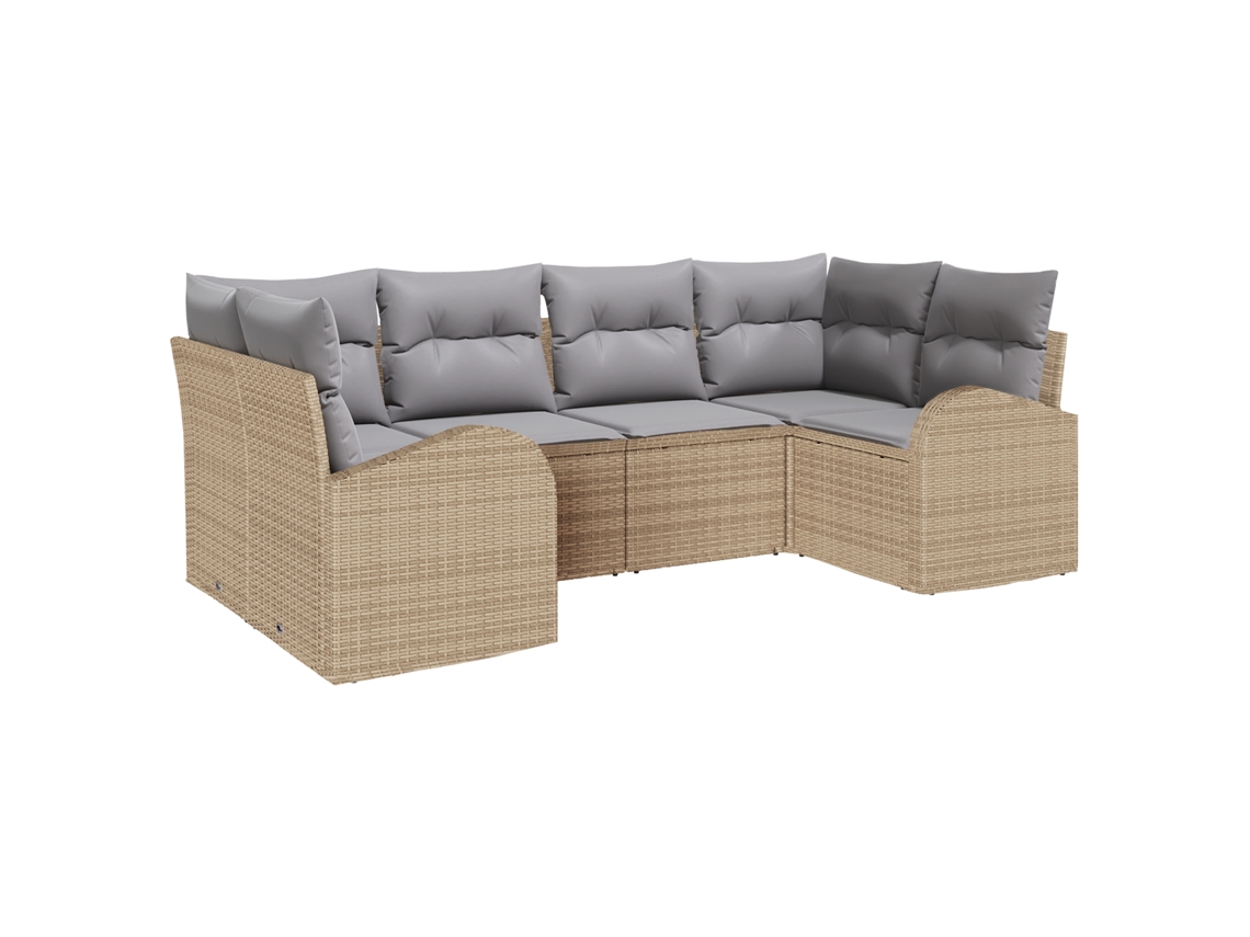 Conjunto 6 Móveis De Jardim Vidaxl Bege Vime Pe (234 X 124 X 85 Cm)