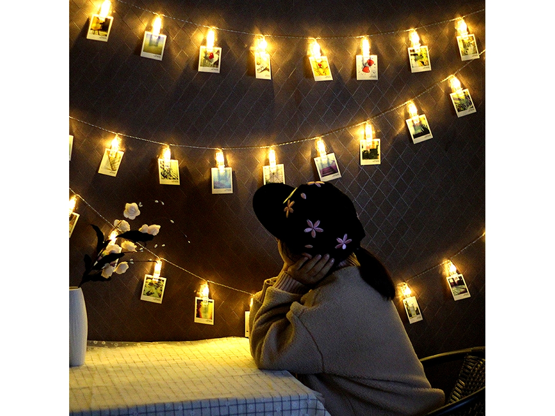 Rebe-cinta De Luces Led Com Clip Para Fotos, Decoração De Festa E Casamento, Operada Por Baterias