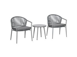 Conjunto Sofás 2 Poltronas Mesa Centro Aço Cinza Jardim VELTRIX