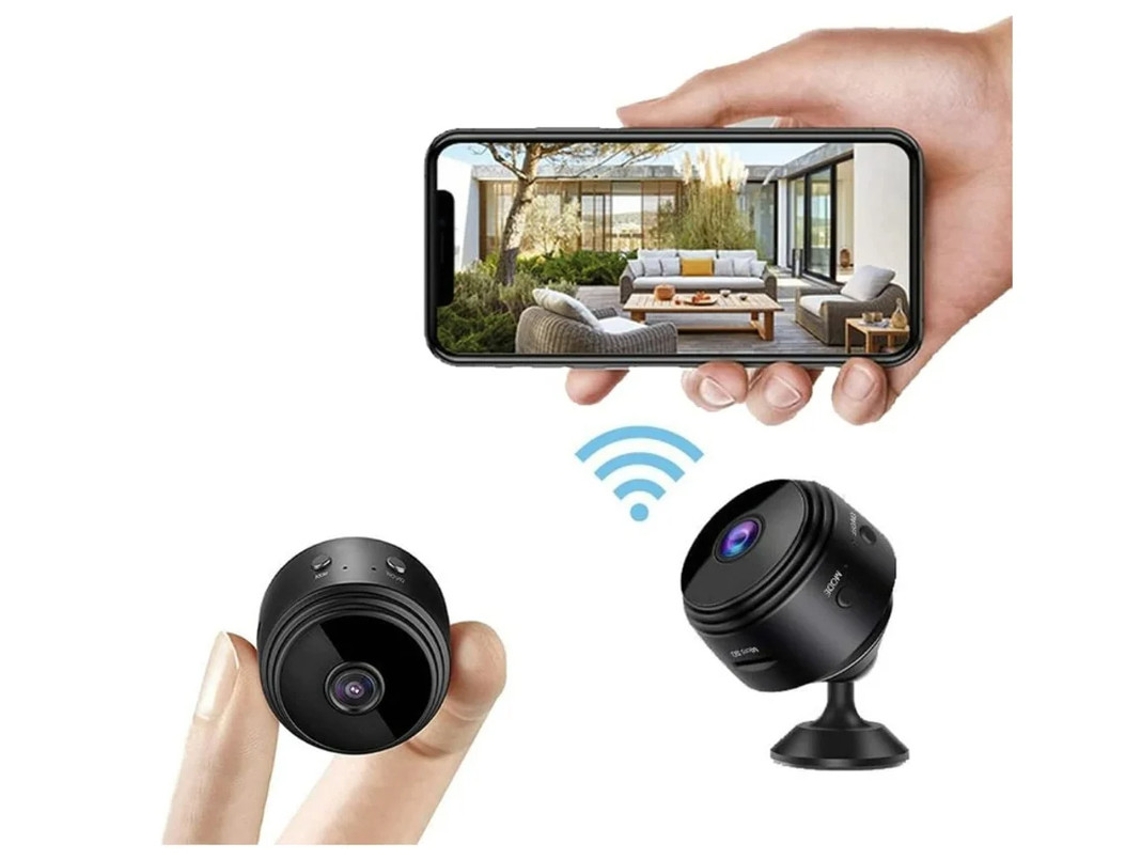 Câmera sem fio Bestvite A9 1080p Full HD com áudio e vídeo, segurança residencial com detecção de movimento e visão noturna, preta