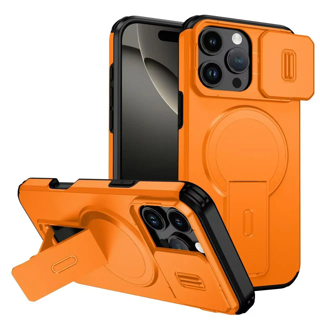 (laranja Iphone 15 Pro Max) Capa Protetora Magnética À Prova De Choque Para Lente, Tipo De Pressão