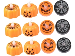 Decoração De Halloween 12 Lâmpadas De Abóbora Led Decorativas Com Velas Sem Risco De Incêndio Decoração De Halloween 12 Lâmpadas De Gokoco
