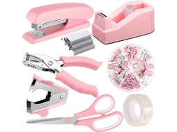 Lurelia Agrafador De Mesa, 7,0 Mm, 1,3 Polegadas, Metal, Resistente, Rosa, Com Removedor