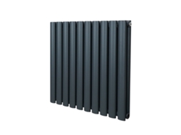 Radiador Oval De Colunas 600x600mm Em Aço Carbono Antracite Com Alta Emissão De Calor E Acabamento De Tripla Camada