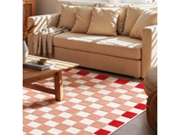 Tapete Interior/exterior Xadrez Rosa e Vermelho SWEEEK