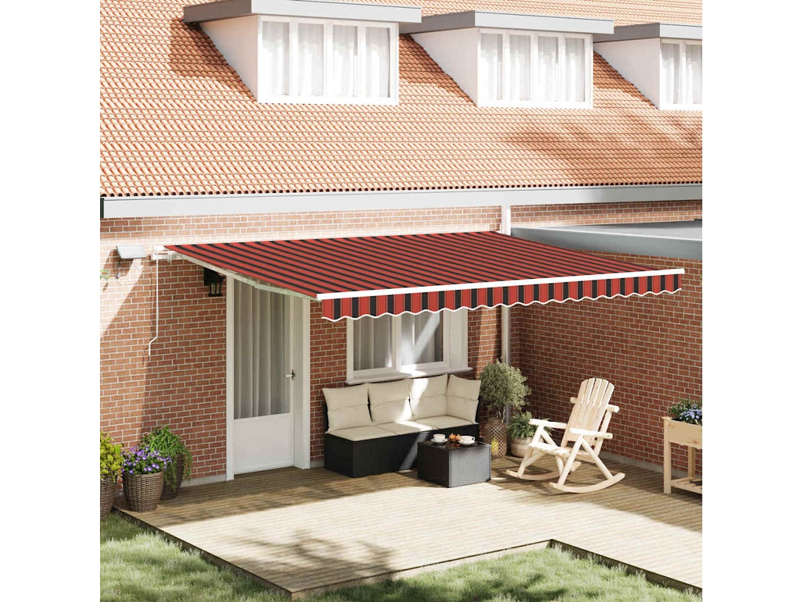 Vidaxl Toldo Retrátil Laranja E Castanho 450 × 350 Cm